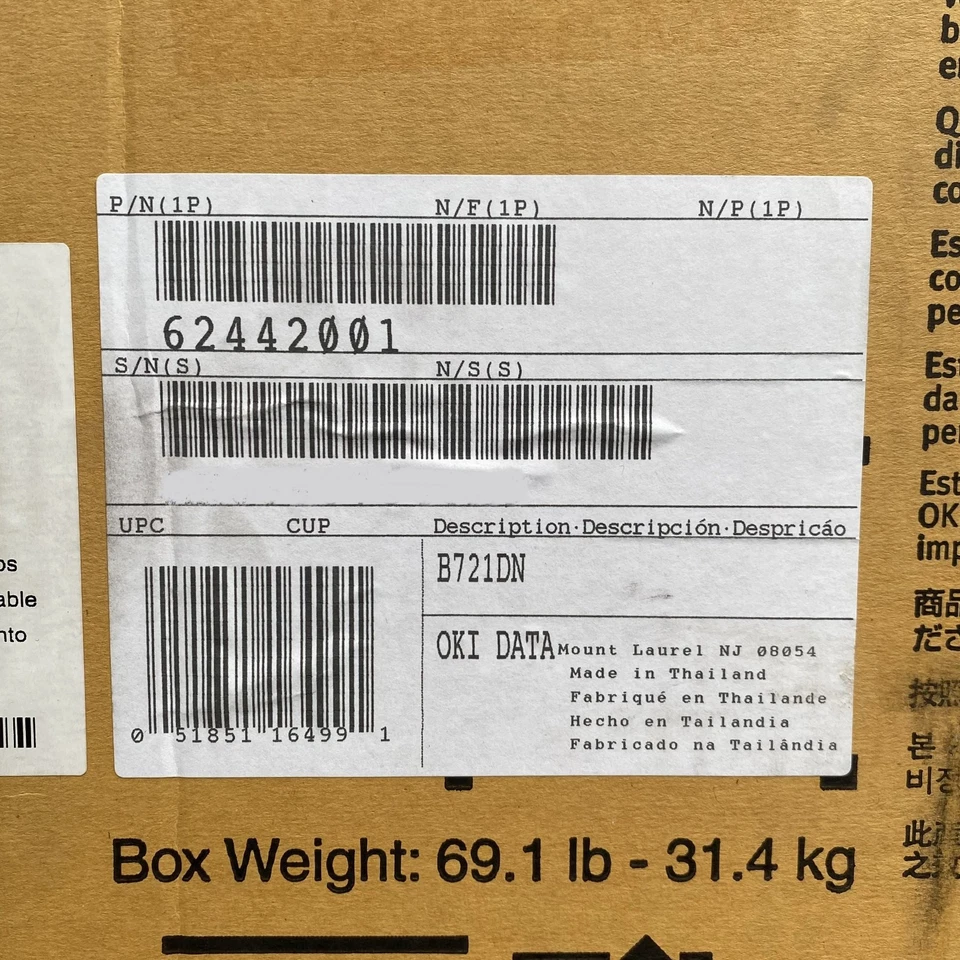 OKIDATA B721dn Digital Mono Printer 49ppm, 1200 dpi, 120V, 630-Sheets - 62442001 - Image 4 of 4