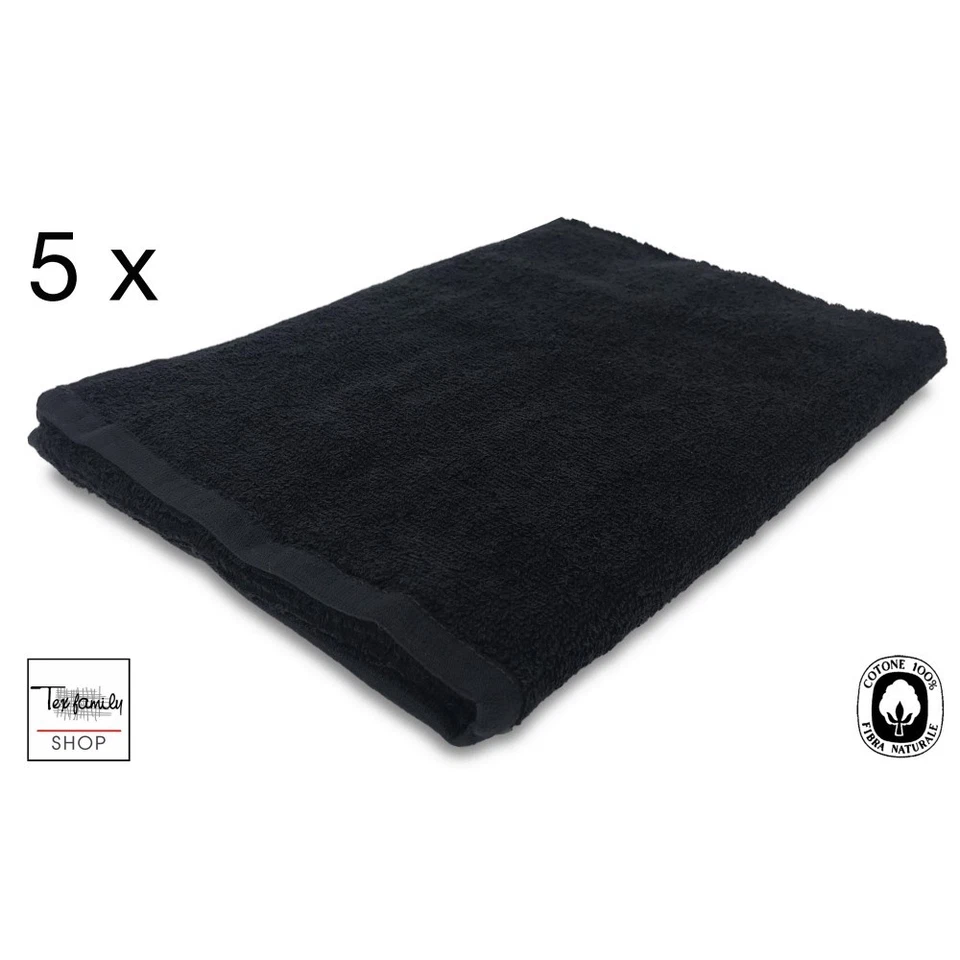 SET 5 ASCIUGAMANI SALVIETTA SPUGNA NERO BEAUTY PARRUCCHIERA CM. 50X100 - Image 3 of 3