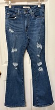 Levi's 726 Flare Jeans High Rise Women's 28" x 30" Inseam Distressed Med Wash