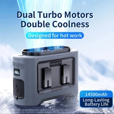 14500mAh Outdoor Fan Portable Waist Hanging Neck Strong Dual Air Vents Fans