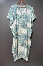 Indian Cotton Multi Green Forest Print Kaftan Dress Women Clothing Kaftan Dress