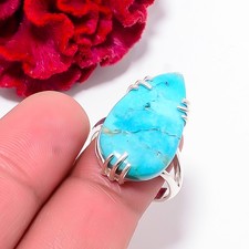 Turquoise - Kingman Gemstone 925 Sterling Silver Ring S.9 R102554