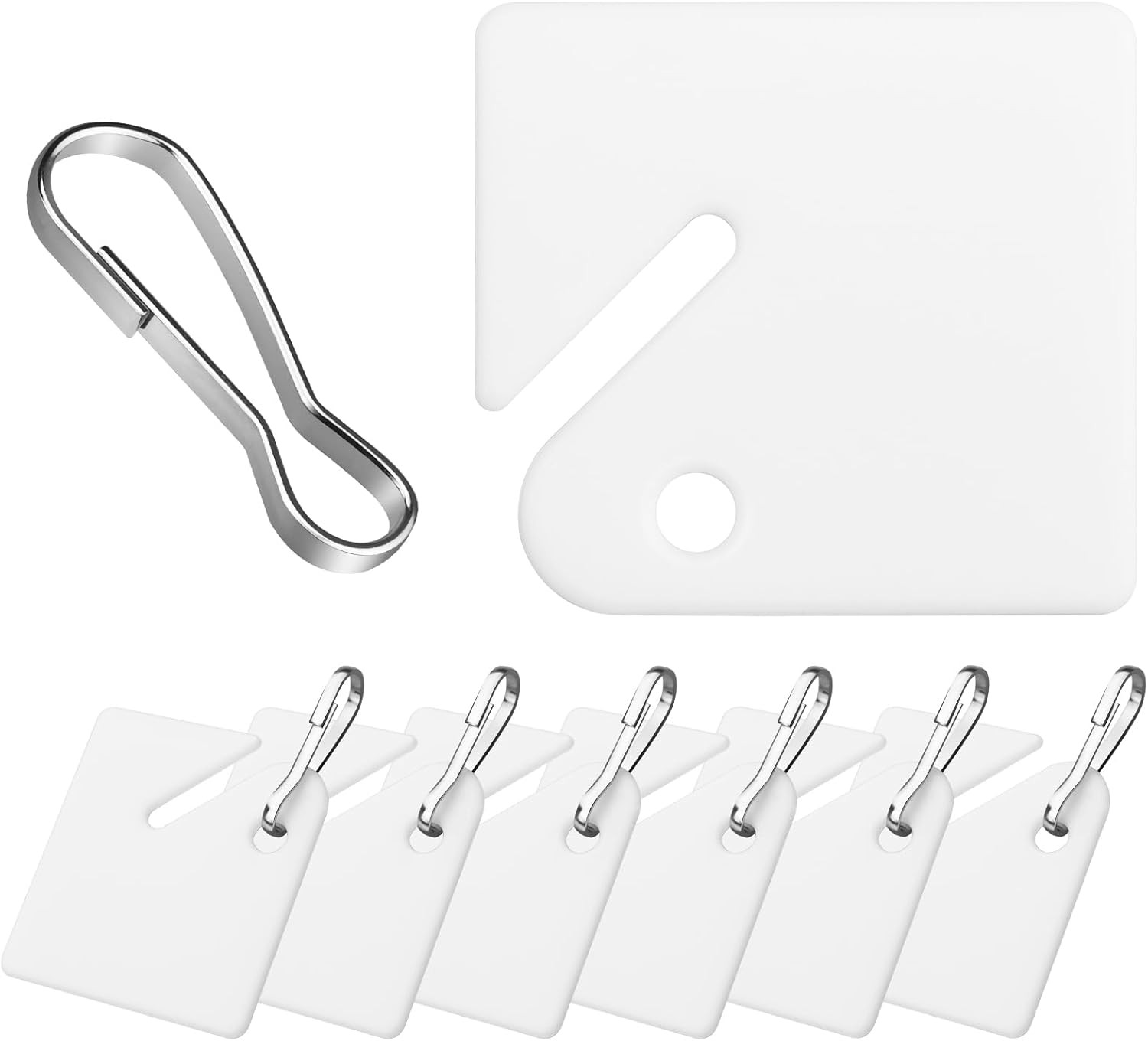 60 PCS Slotted Key Tags White Plastic Hanging Tags with Metal Snap Hook 1.5 Inch