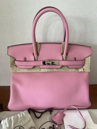 Hermes Birkin 30 5P Bubblegum Pink Swift PHW Pristine Q Square Full Set with Tag