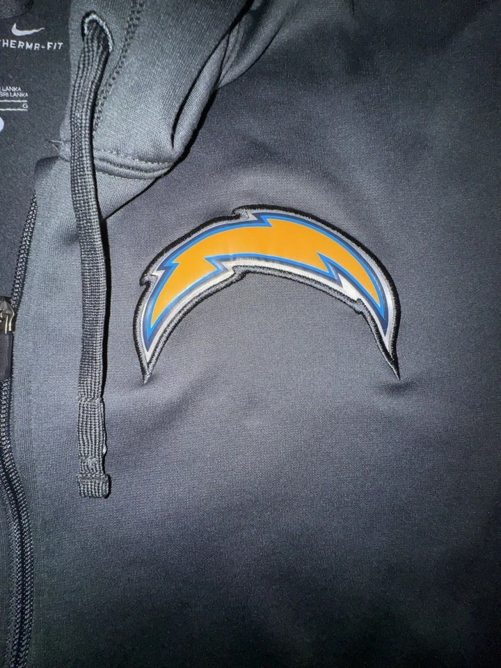 Moletom com capuz San Diego Chargers zíper completo masculino grande Nike Therma-Fit costurado cinza NFL - Imagem 4 de 4