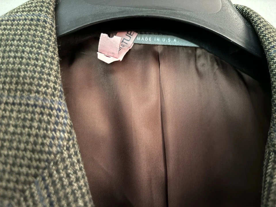 Abrigo deportivo Hickey-Freeman 48R todo el año lana/seda 2 botones cuadros finos usado en excelente estado Foto 3 de 4