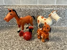 Lot Of 4 VTG Fisher Price Little People Barnyard Animals Horse Cow Rooster Dog