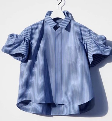 SACAI 2026 summer spliced pleated striped shirt loose short