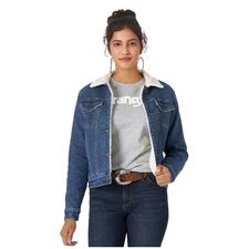 10LWJ320D Wrangler Women's Sherpa Lined Trucker Denim Jacket NEW