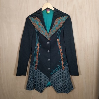 Save the Queen Mantel Jacke Abstrakt Gemustert Alternative Blazer Größe S 