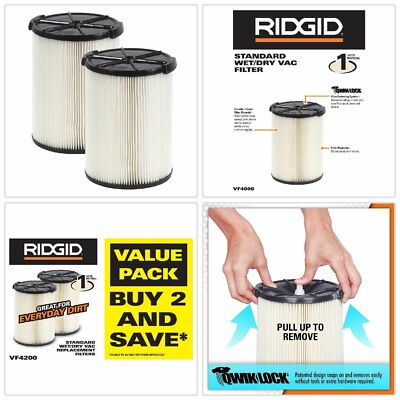 2x VF6000 Filter Für Ridgid & Husky Staubsauger – Inkl. 2 Schaumstoffhüllen, Waschbar