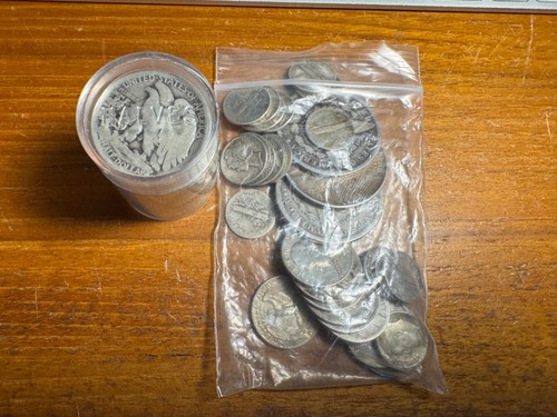 Assorted Silver Coin Lot of Dollars, Half Dollars, Quarters and Dimes