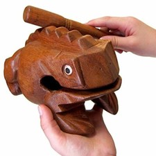Deluxe JUMBO 8" Wood Frog Guiro Rasp - Musical Instrument Tone Block by World