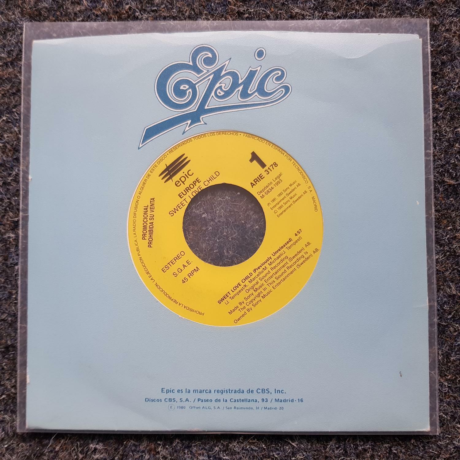 7"" Single Vinyl Europe - Sweet love child SPAIN PROMO