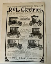 Vintage Ad Print , R& L Electrics 1908 Models, The Rauch & Lang Carriage Co..