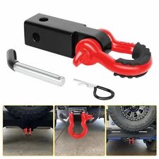 2" Tow Shackle Hitch Receiver 3/4" D-Ring Recovery Heavy Duty For Truck Jeep SUV