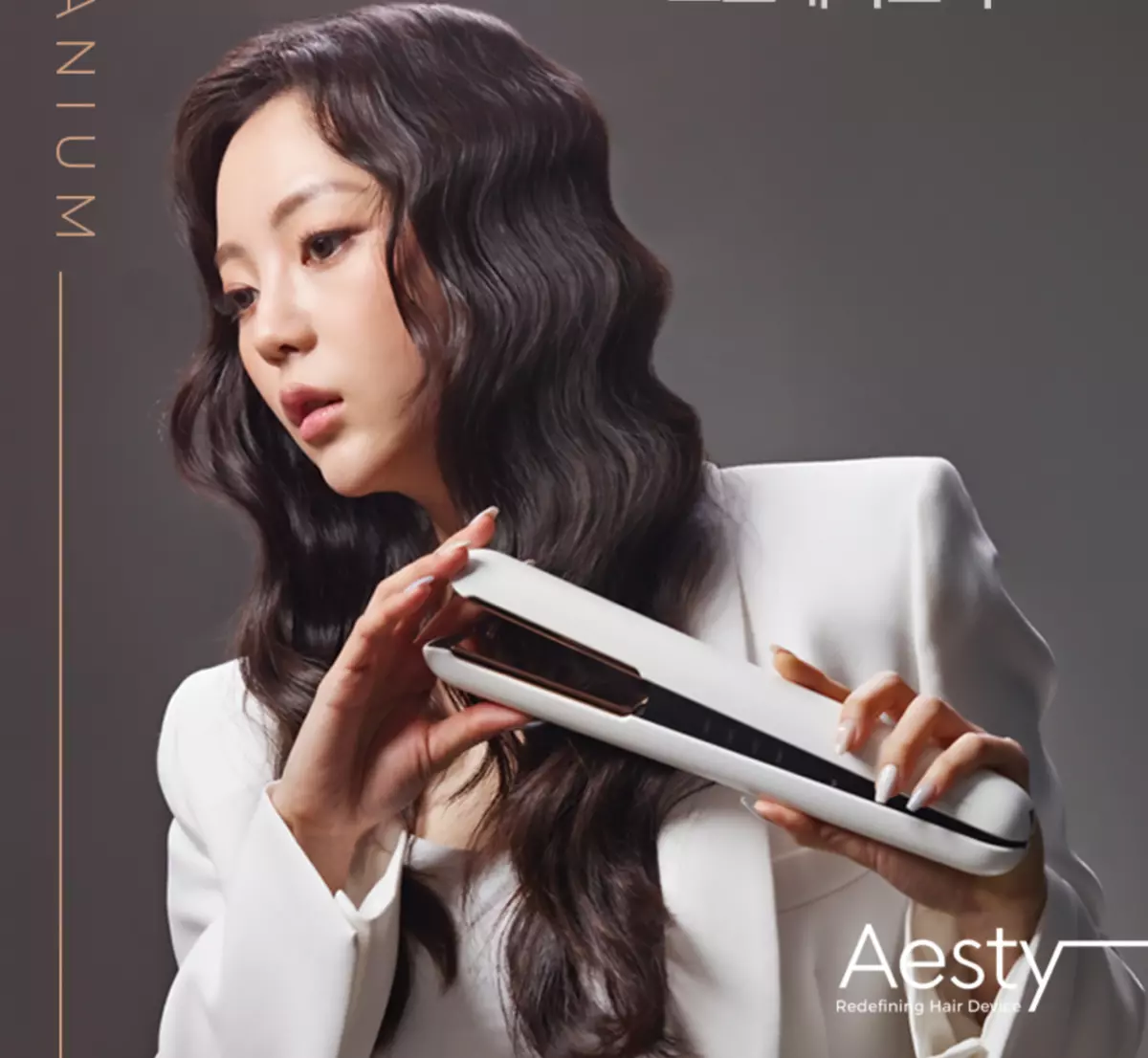 Aesty Hair Straightener White Titanium Korea Beauty