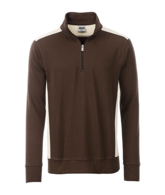 James & Nicholson Herren Workwear Half-Zip Sweatshirt Pullover Übergrößen JN868
