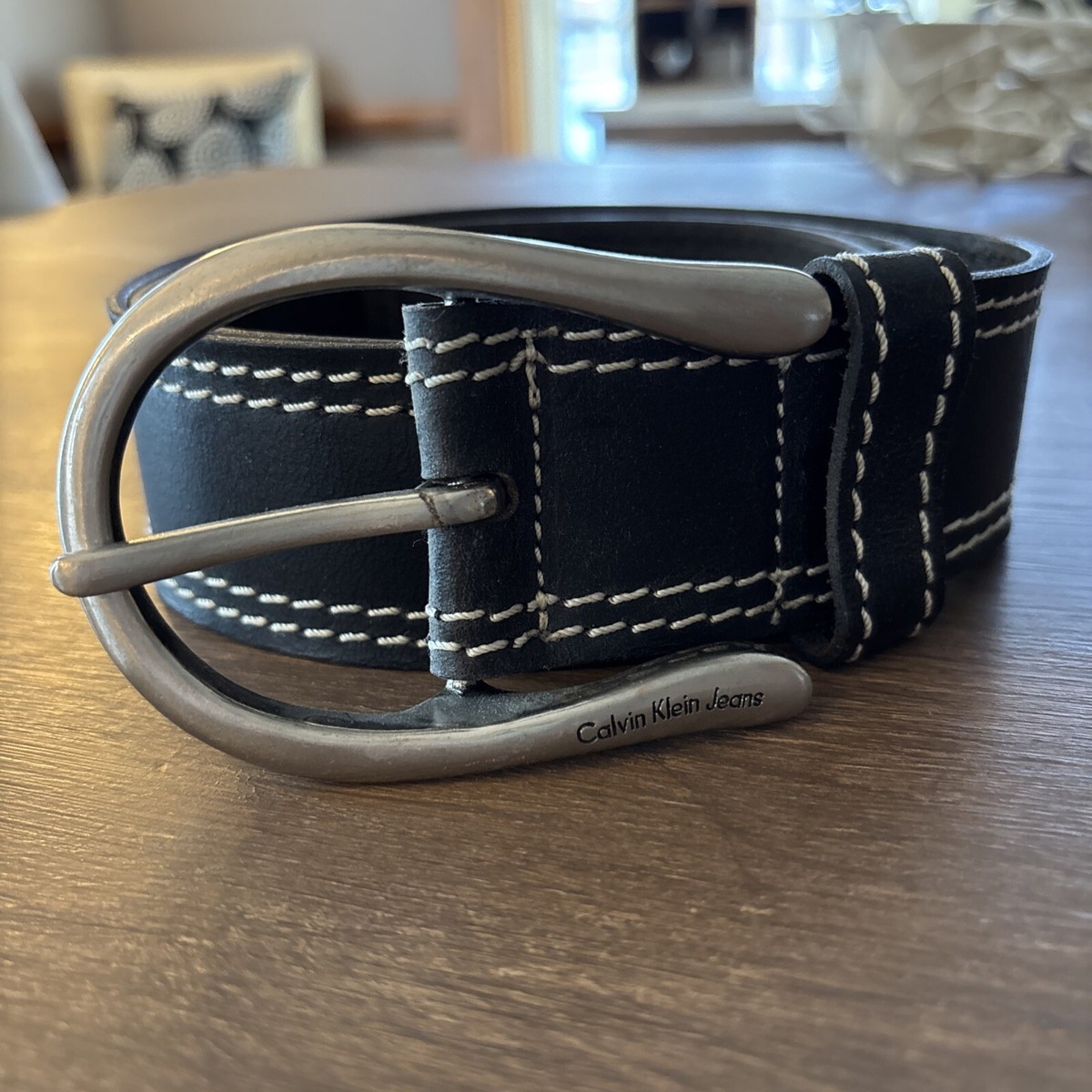 Vintage Calvin Klein Black Leather Belt with Silver Buckle dumppp.stuff | Vintage Calvin Klein Leather Belt (SOLD  main image 2