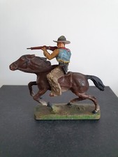 Elastolin Lineol Cowboy zu Pferd mit Gewehr schießend Trapper Wildwest Masse