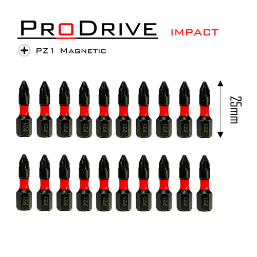 Pozi PZ1 ProDrive Impact Drill Driver Screwdriver Bits 25mm Pack of 20