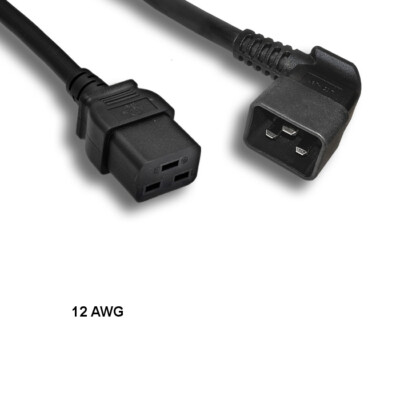 [10X] 3ft 12 AWG Power Cable Right Angled C20 to C19 20A/250V SJT Data Server