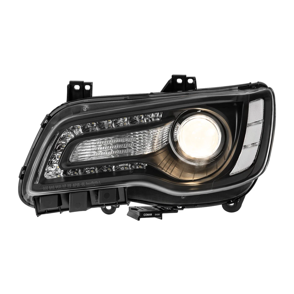 Black Headlights LED DRL Projector Headlamps for 2011-2023 Chrysler 300 w/ Bulbs Foto 4 de 4