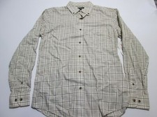 NWT George Men Size S Dress Shirt Ivory/Brown Check Long Sleeve Buttons Collared