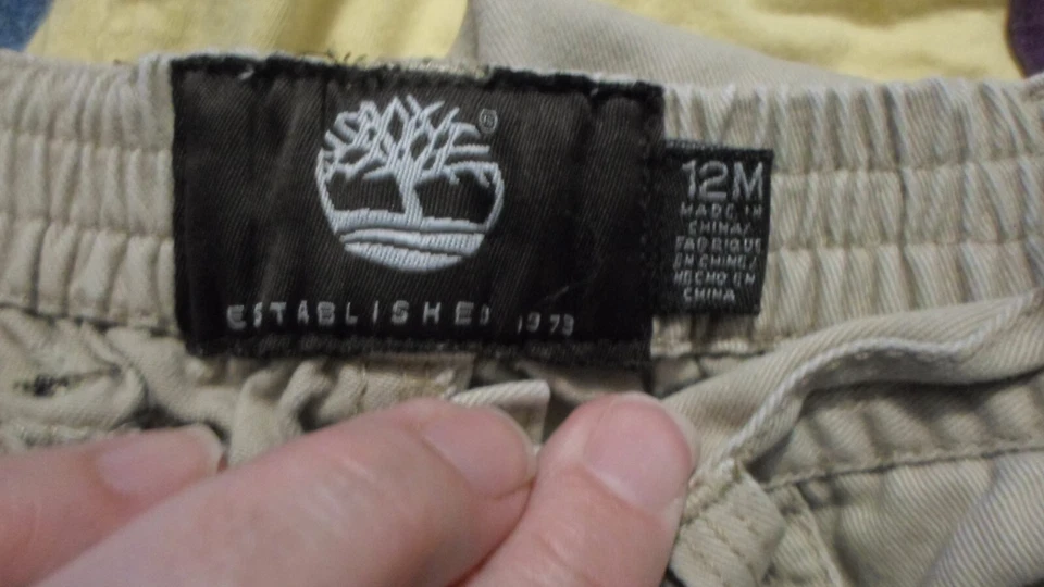 Timberland-Pantalones Infantiles-12 Meses-100% Algodón-Hecho en China Un Niño Usado-Caqui Foto 3 de 4