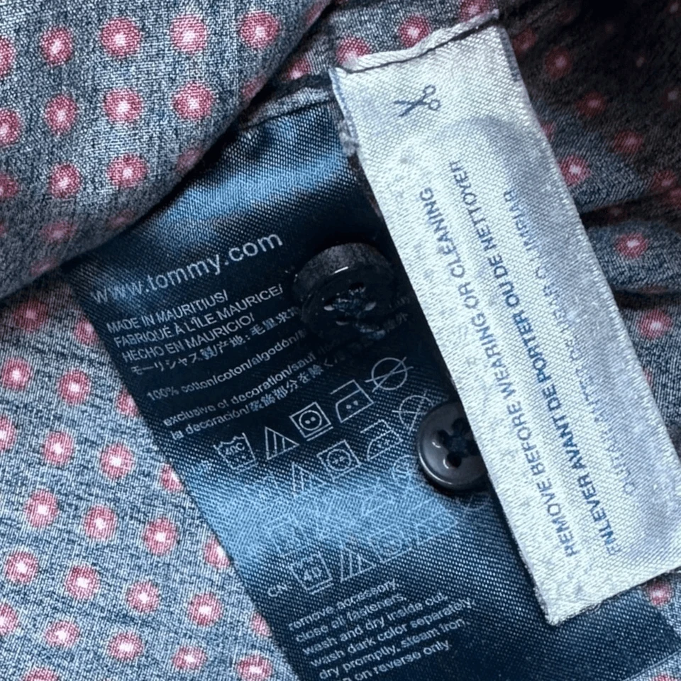 Camisa con botones manga larga estampado de lunares rojo azul marino TOMMY HILFIGER para hombre Foto 4 de 4