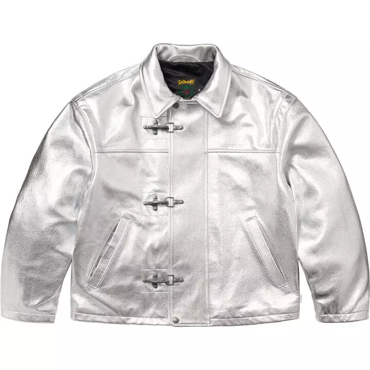 Veste clip cuir argent Supreme Schott