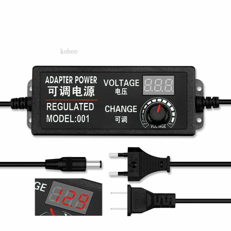 Adjustable AC to DC 3-12V 3-24V 9-24V voltage Regulated LED display EU/US Plug - Image 2 of 4