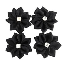 Upick More 26 Colors 40PCS Satin Ribbon Flowers Bows Rose w/Rhinestone Appliq...