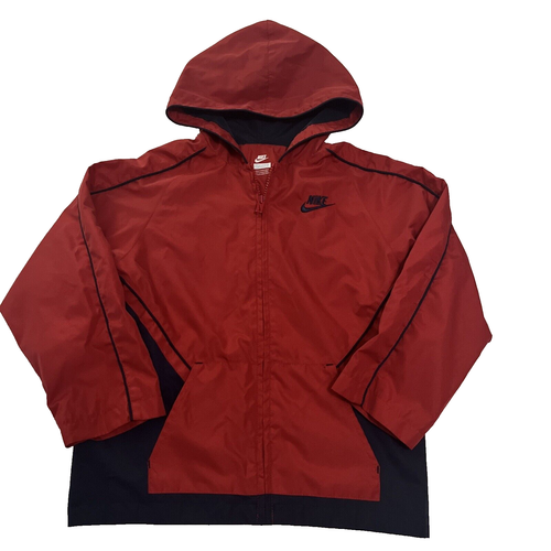 Nike Youth Boys Jacket Size 7 Windbreaker Rain Jacket Red & Navy Blue