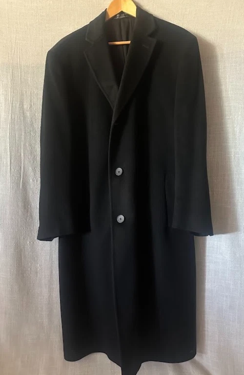 Abrigo para hombre HART SCHAFFNER MARX negro pequeño mezcla de lana PTP 25 L 45 Orig 595 DS36 Foto 3 de 4