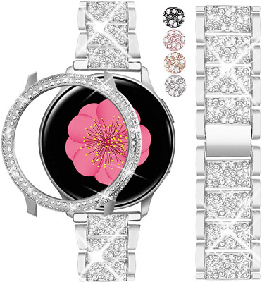 Bling Stainless Steel Watch Band Strap For Samsung Galaxy Watch Active 2 40/44mm