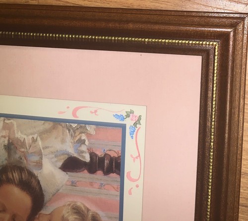 Home Interiors Guardian Angel Sleeping Girl Picture Doll Bear Toys Framed Matted - Picture 5 of 5