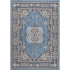 Home Dynamix Lyndhurst Premium Traditional Border Medallion Light Blue Area Rug