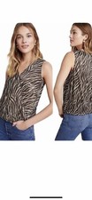 New Anthropologie Eri&Ali Metallic Shimmer Shiny animal print top - Womens S