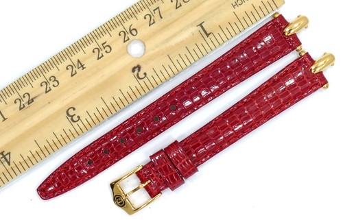 GUCCI RED LIZARD 12mm WATCH STRAP WITH GOLD PLATED BUCKLE AND DETAILS NOS - Picture 3 of 3
