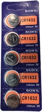 CR1632 SONY MURATA 5PK 3V LITHIUM (GREAT EXP 2033) DL1632 ECR1632 FREE SHIP&TRAK