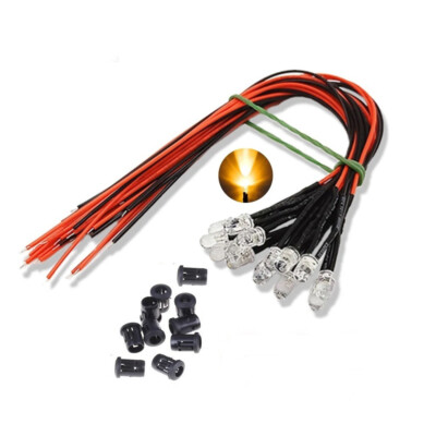 50 Pièces 5Mm 12V Diode Led Pré-Câblée Lumière, Blanc, Diffusée
