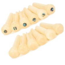 6PC Acoustic Guitar Unbleached Vintage Real Bone Bridge Pins Shell Dot