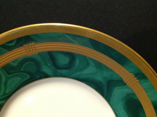 Christian Dior Gaudron Malachite Green One Imperfect Flat Tea Cup & Saucer Set - Picture 10 of 19