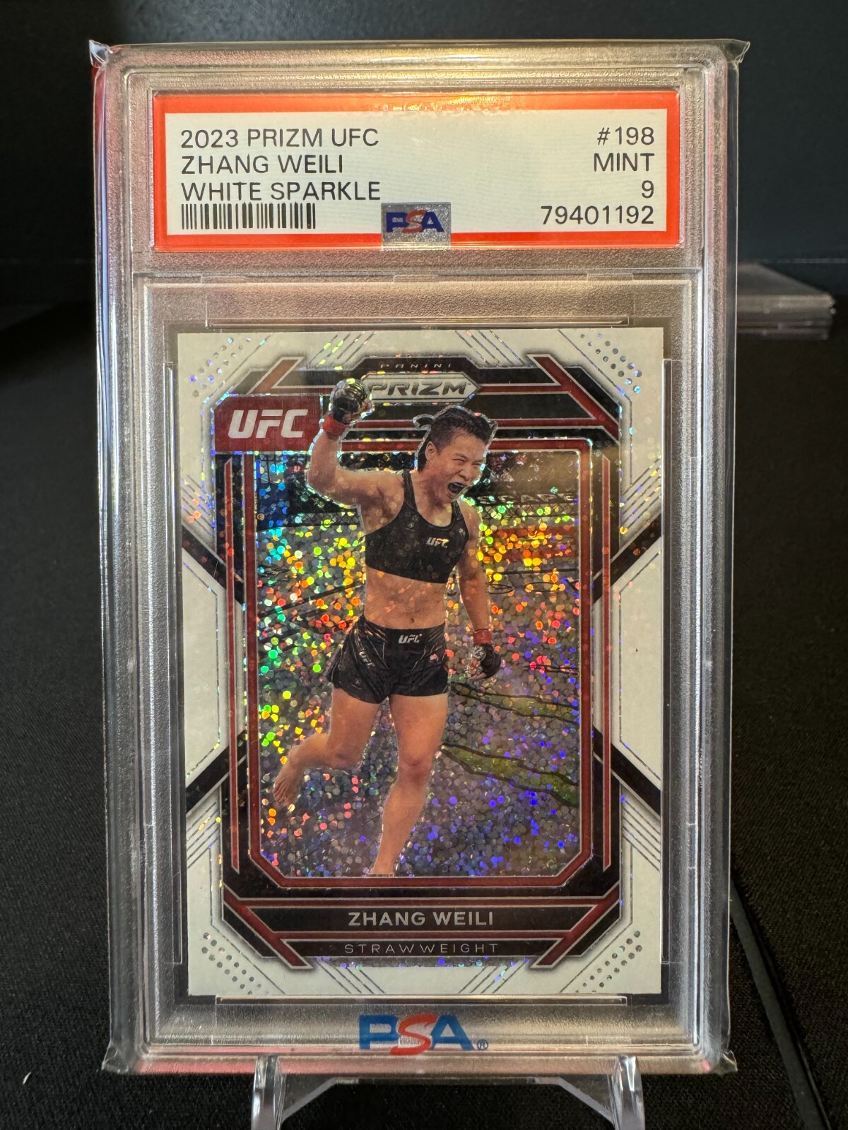 2023 Panini Prizm UFC - #198 Zhang Weili White Sparkle PSA 9