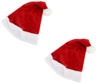 2 X Weihnachtsmann Hut & Bommel Weiches PlüSch Erwachsene GrößE KostüM Q084