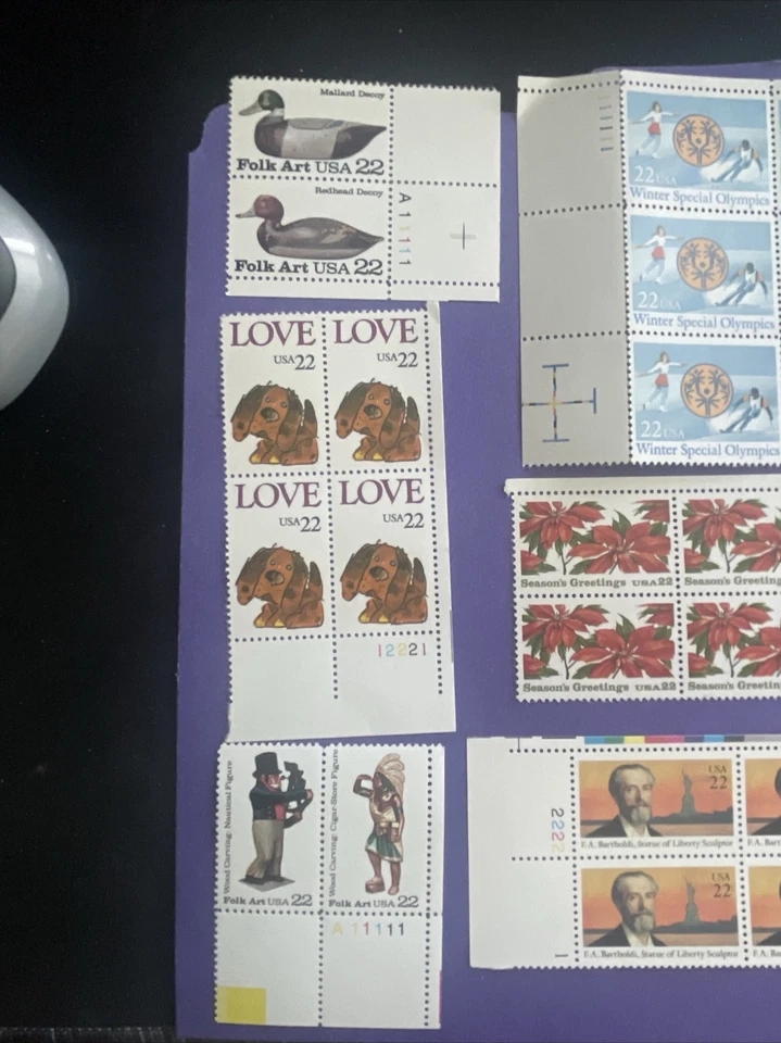 US Plate 8 Blocks 22c Stamps 1985-1986, MNH, VF/XF - Image 2 of 4