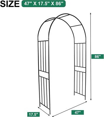 47'' x 17.5'' x 86'' Metal Garden Arch Arbor for Plant Archway Trellis Ceremony