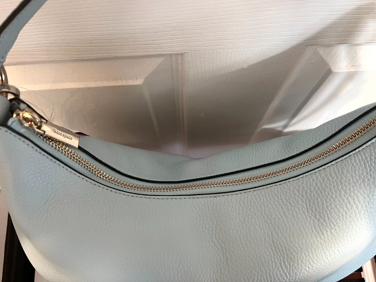 Borsa a tracolla Kate Spade Weston in pelle "Frosty sky" blu nuova con etichetta