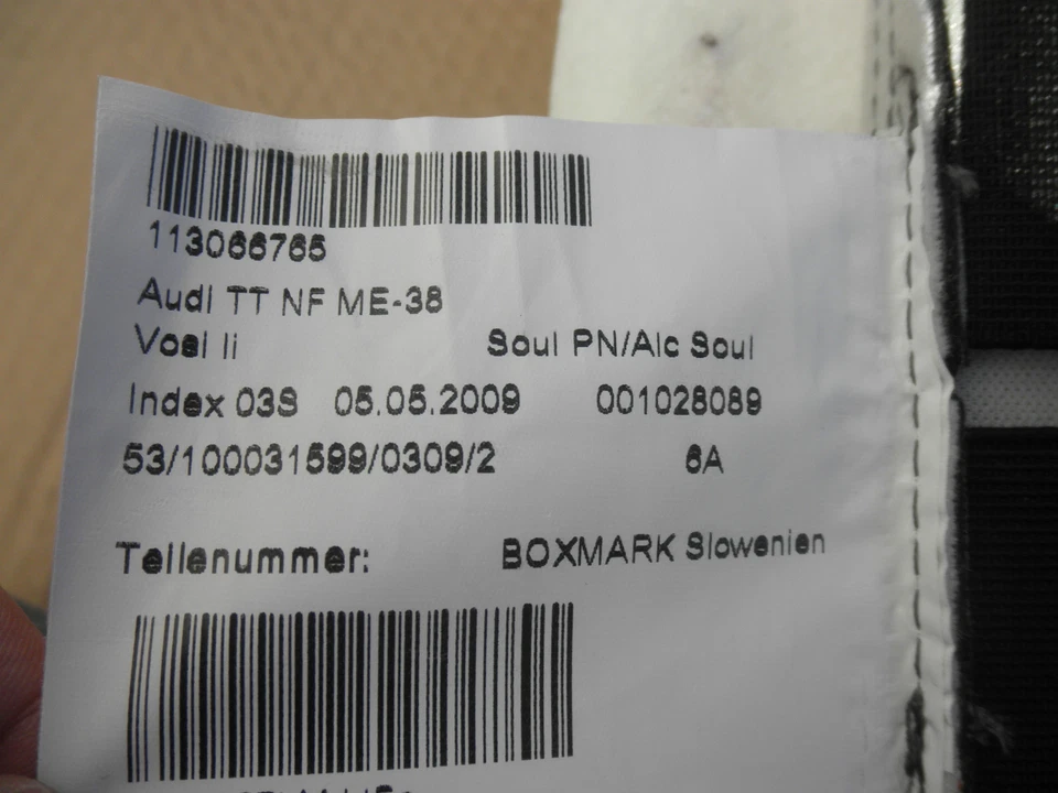 Funda Asiento Cuero Izquierdo Audi TT 8J0898183C 8J0881405AB 25D ¡Nueva!!! Foto 3 de 3